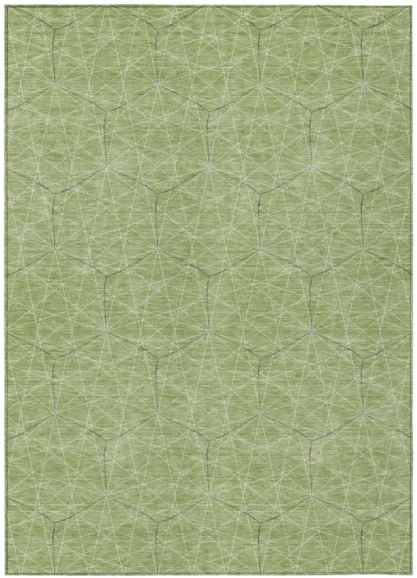 Green Black And Ivory Geometric Washable Indoor Outdoor Area Rug Photo 2