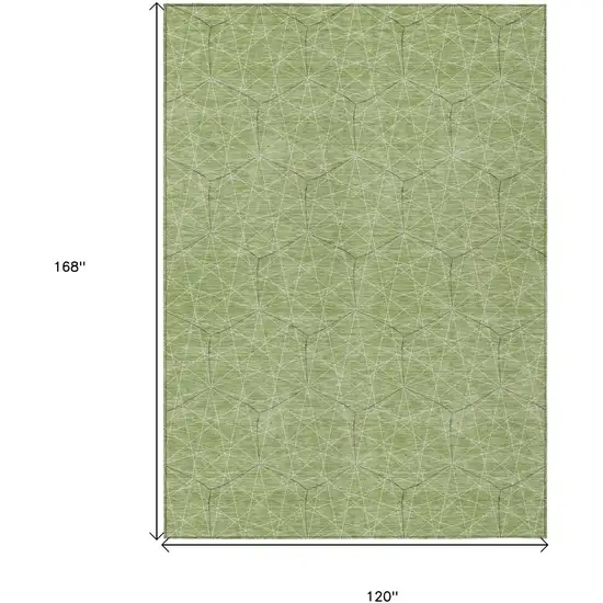 Green Black And Ivory Geometric Washable Indoor Outdoor Area Rug Photo 6
