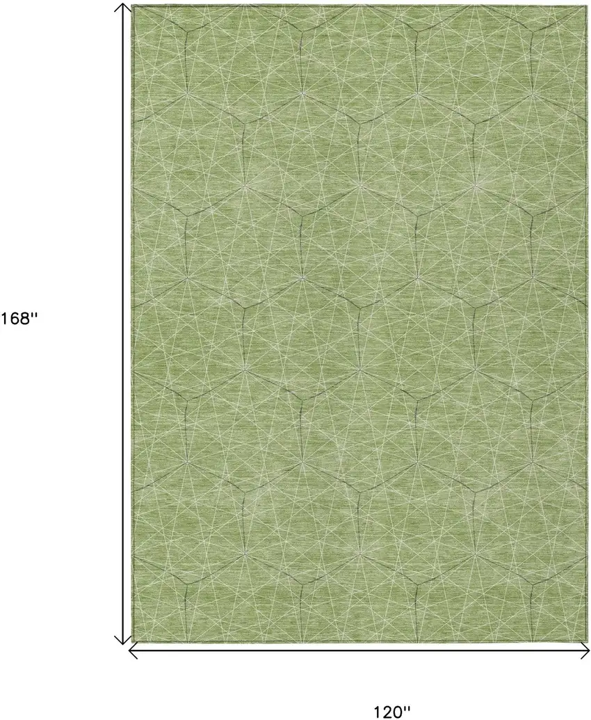 Green Black And Ivory Geometric Washable Indoor Outdoor Area Rug Photo 6