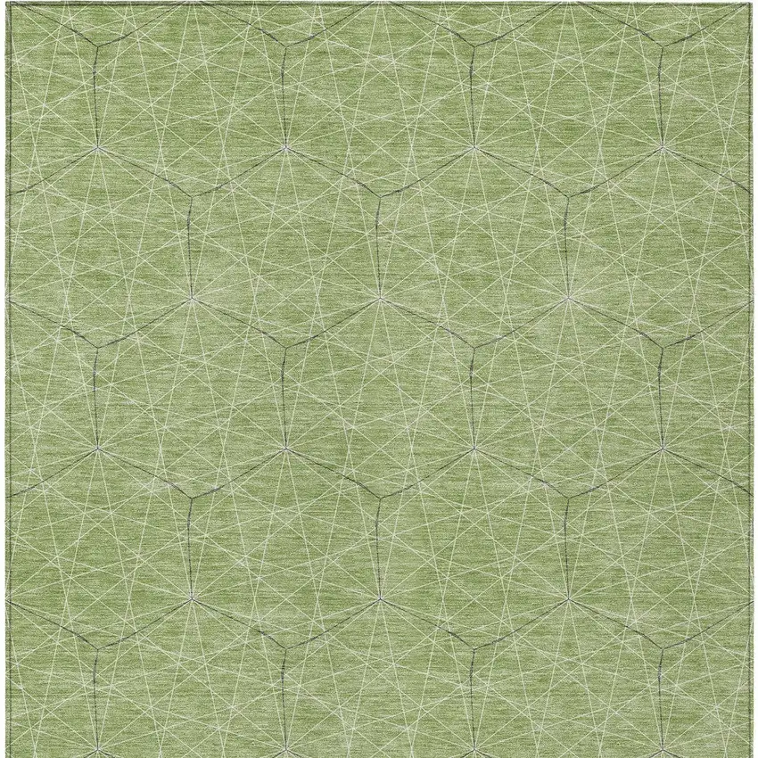 Green Black And Ivory Geometric Washable Indoor Outdoor Area Rug Photo 5
