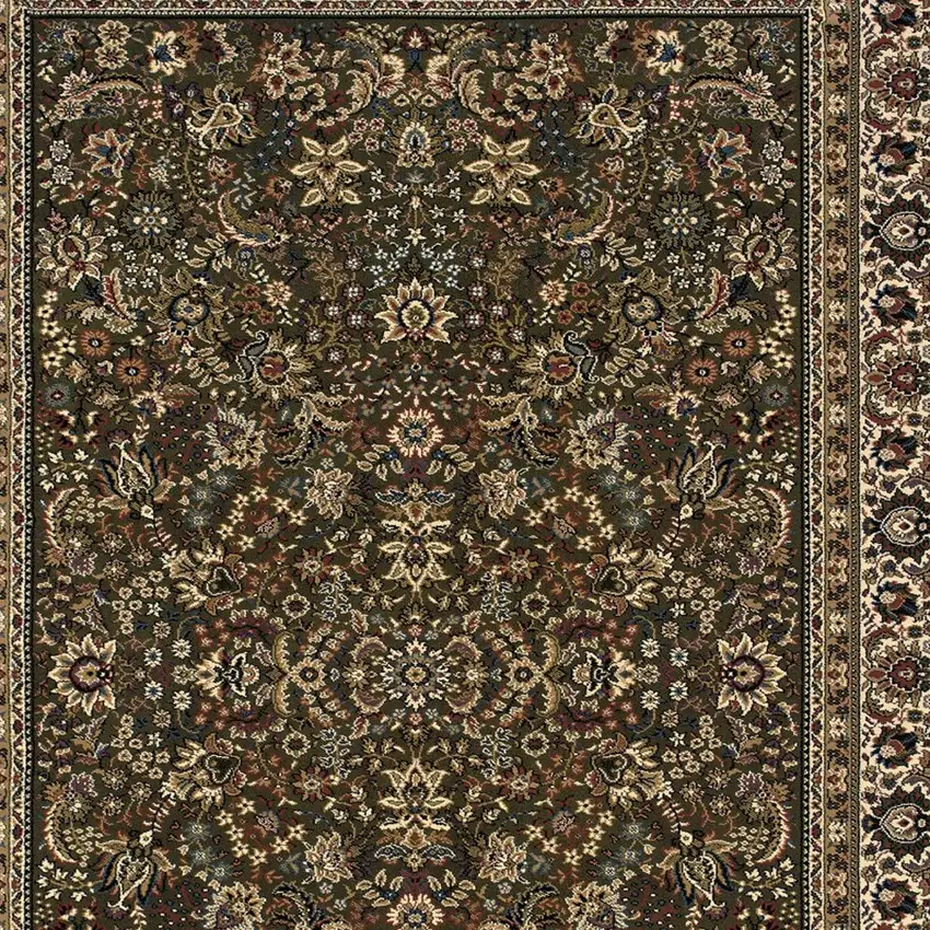 Green Black And Ivory Oriental Area Rug Photo 4