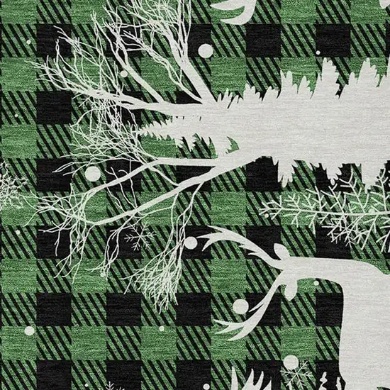 Green Black And Ivory Plaid Washable Indoor Outdoor Area Rug Photo 4