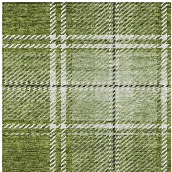 Green Black And Ivory Plaid Washable Indoor Outdoor Area Rug Photo 5