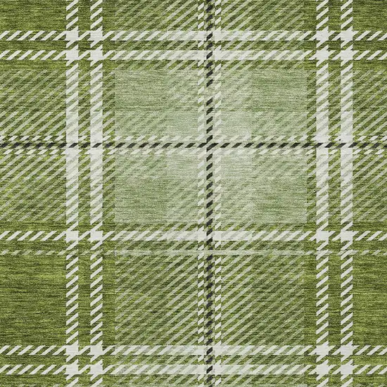 Green Black And Ivory Plaid Washable Indoor Outdoor Area Rug Photo 5