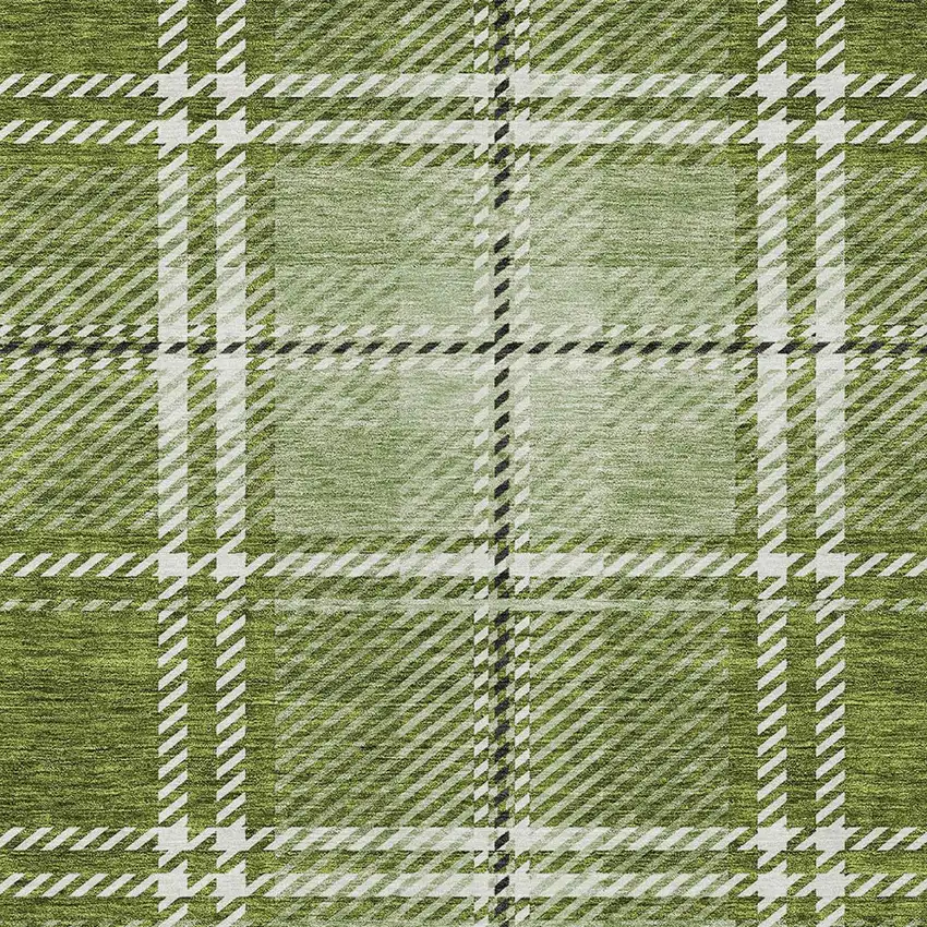 Green Black And Ivory Plaid Washable Indoor Outdoor Area Rug Photo 5