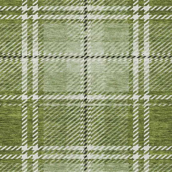 Green Black And Ivory Plaid Washable Indoor Outdoor Area Rug Photo 5
