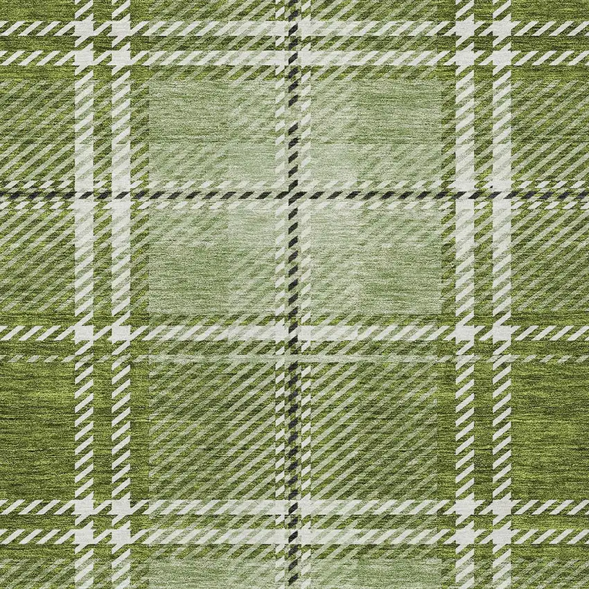 Green Black And Ivory Plaid Washable Indoor Outdoor Area Rug Photo 5