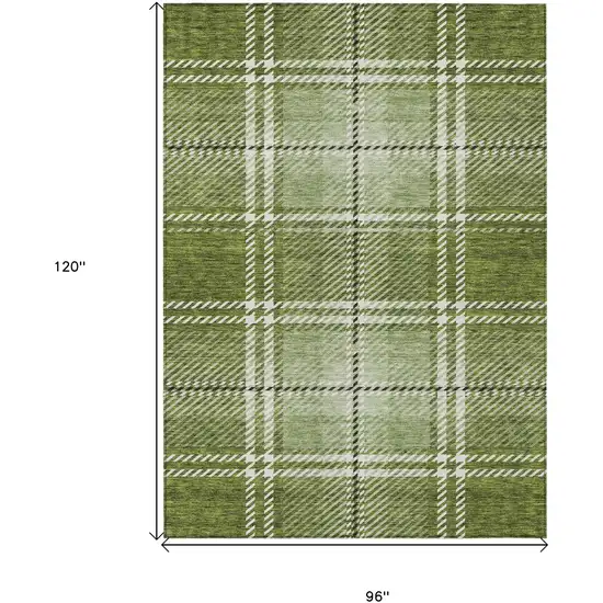 Green Black And Ivory Plaid Washable Indoor Outdoor Area Rug Photo 3