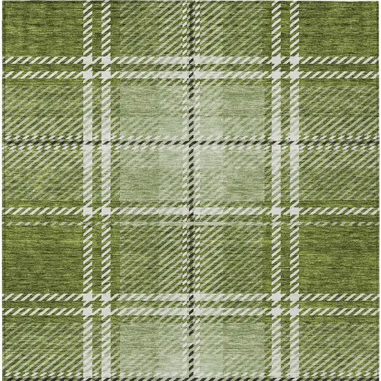 Green Black And Ivory Plaid Washable Indoor Outdoor Area Rug Photo 6