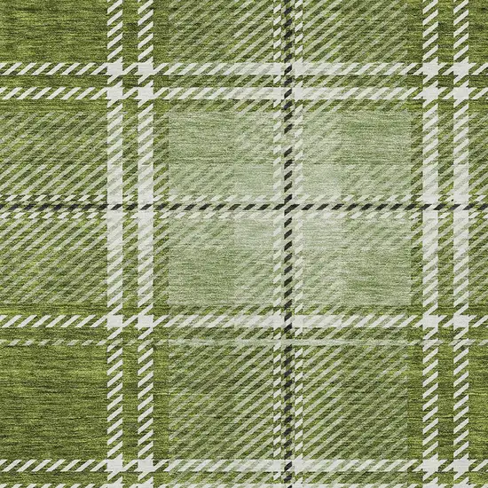 Green Black And Ivory Plaid Washable Indoor Outdoor Area Rug Photo 5