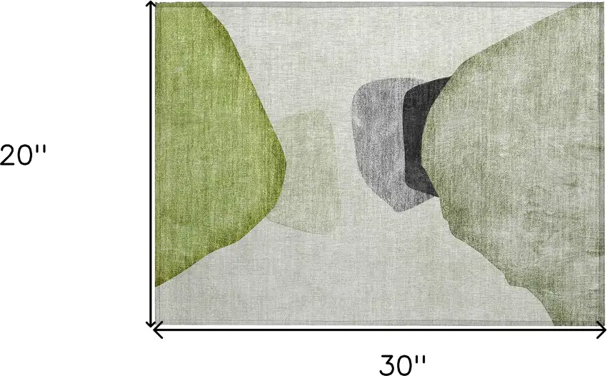 Green Black and Gray Abstract Washable Non Skid Indoor Outdoor Area Rug Photo 3