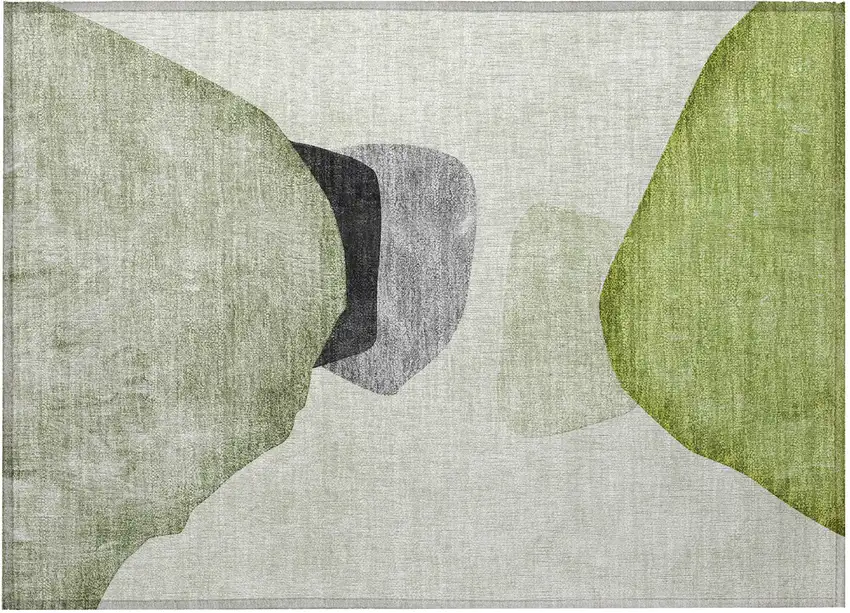 Green Black and Gray Abstract Washable Non Skid Indoor Outdoor Area Rug Photo 5