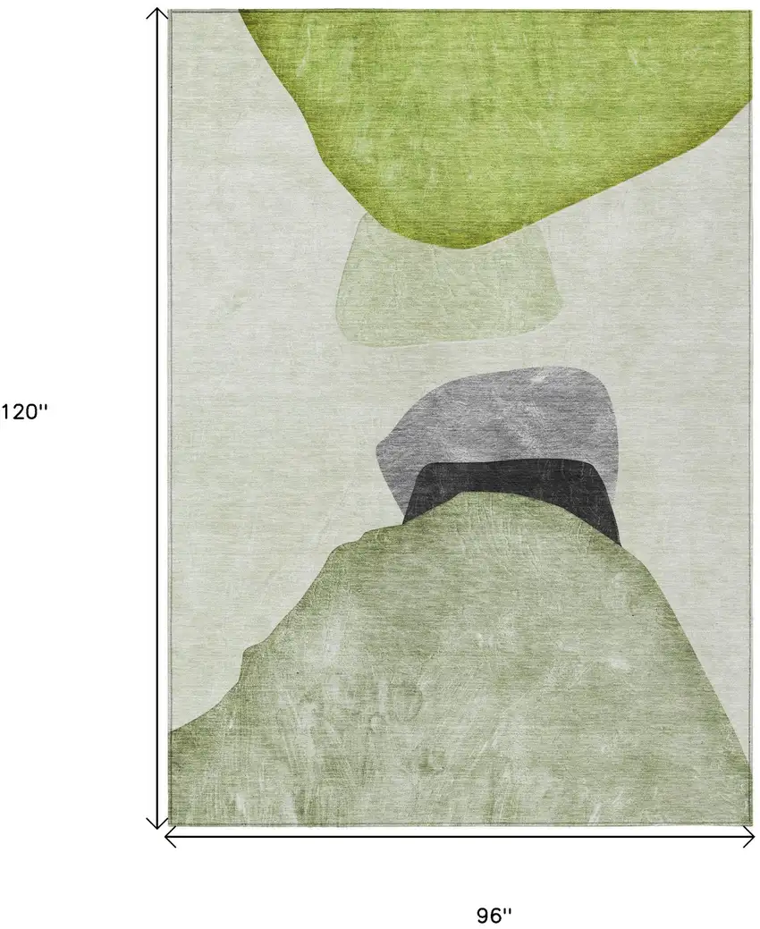 Green Black and Gray Abstract Washable Non Skid Indoor Outdoor Area Rug Photo 3