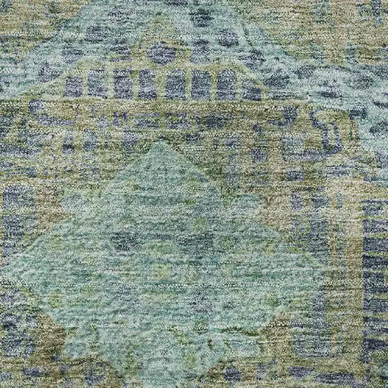 Green Blue And Beige Abstract Geometric Washable Area Rug With UV Protection Photo 9