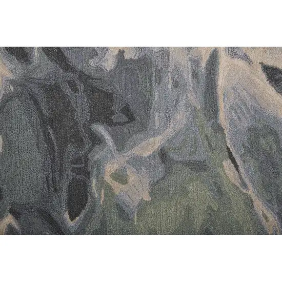 Blue and Black Wool Abstract Hand Tufted Area Rug Photo 8