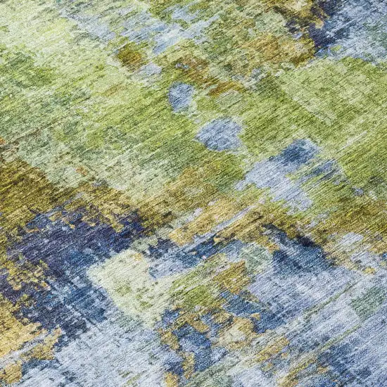 Green Blue And Brown Abstract Washable Indoor Outdoor Area Rug Photo 8