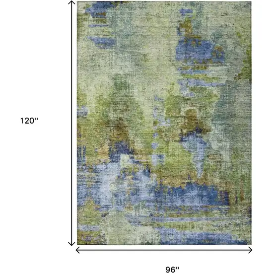 Green Blue And Brown Abstract Washable Indoor Outdoor Area Rug Photo 3