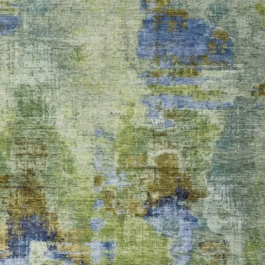 Green Blue And Brown Abstract Washable Indoor Outdoor Area Rug Photo 8