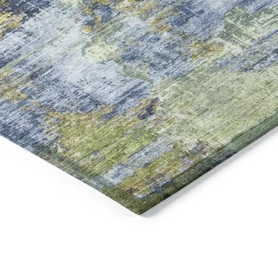 Green Blue And Brown Abstract Washable Indoor Outdoor Area Rug Photo 6