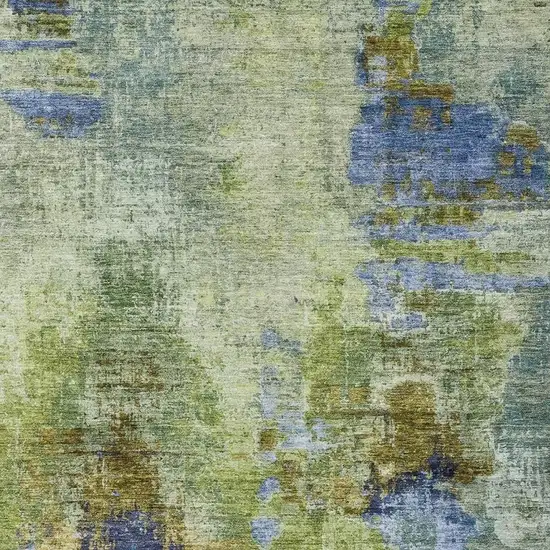 Green Blue And Brown Abstract Washable Indoor Outdoor Area Rug Photo 8