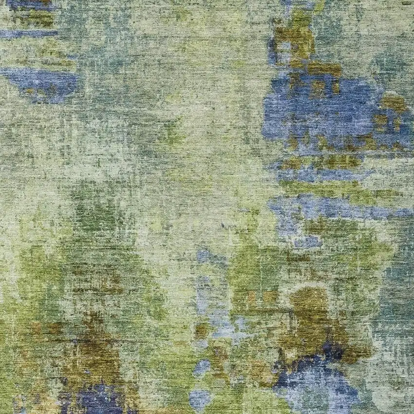 Green Blue And Brown Abstract Washable Indoor Outdoor Area Rug Photo 8