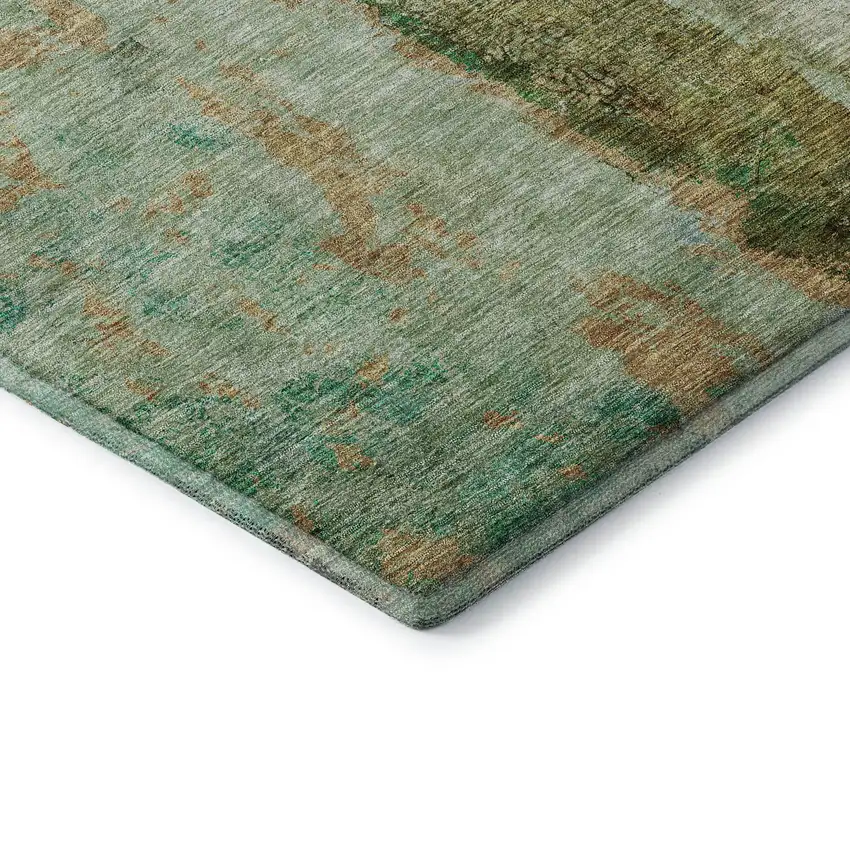 Green Blue And Gold Abstract Washable Area Rug With UV Protection Photo 7