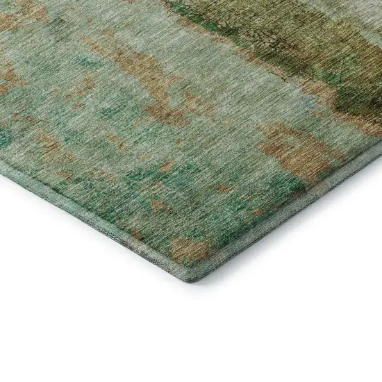 Green Blue And Gold Abstract Washable Area Rug With UV Protection Photo 8