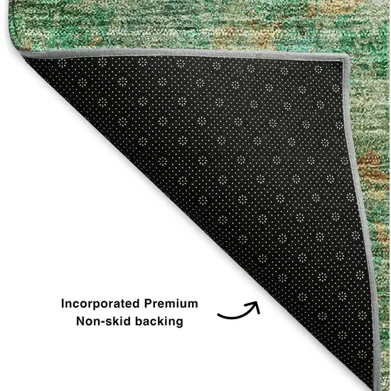 Green Blue And Gold Abstract Washable Area Rug With UV Protection Photo 7