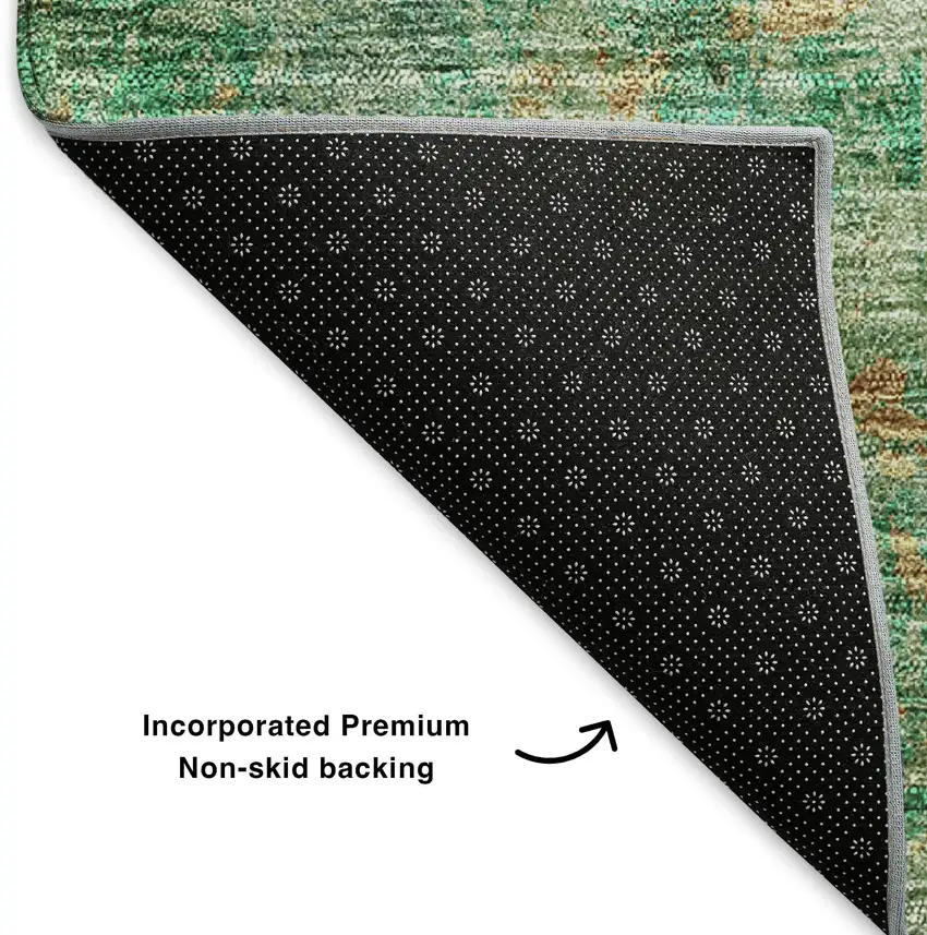 Green Blue And Gold Abstract Washable Area Rug With UV Protection Photo 7
