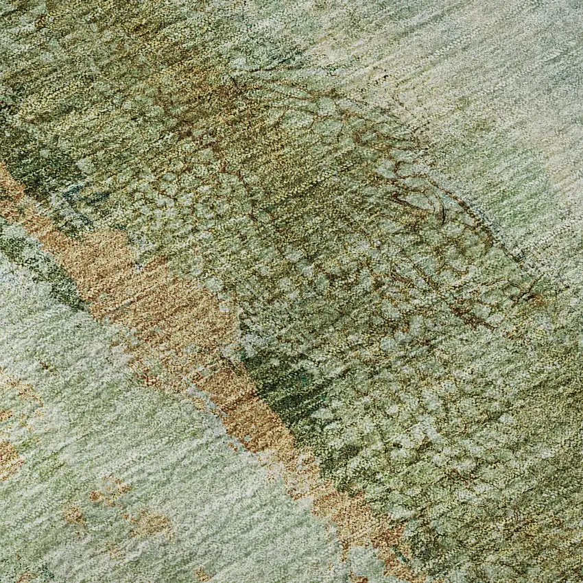 Green Blue And Gold Abstract Washable Area Rug With UV Protection Photo 9