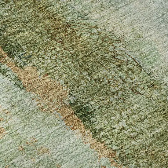Green Blue And Gold Abstract Washable Area Rug With UV Protection Photo 9