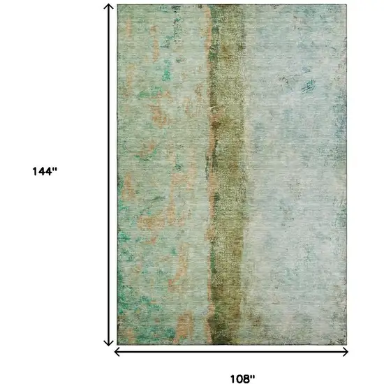 Green Blue And Gold Abstract Washable Area Rug With UV Protection Photo 5