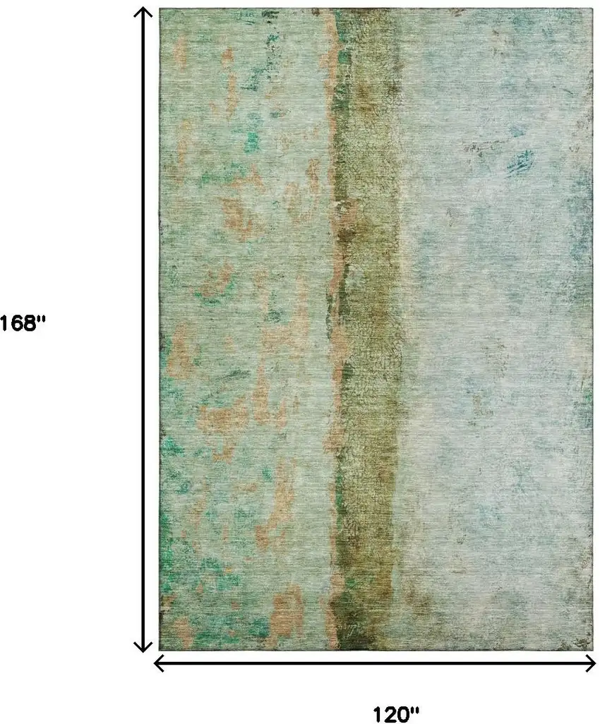 Green Blue And Gold Abstract Washable Area Rug With UV Protection Photo 5