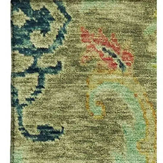 Green Blue And Gold Floral Washable Area Rug With UV Protection Photo 3