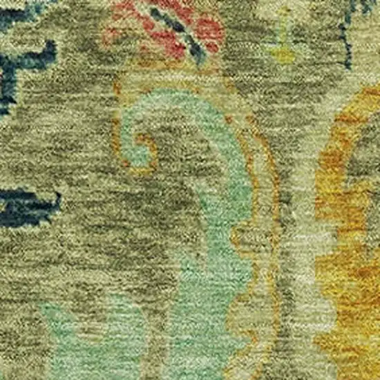 Green Blue And Gold Floral Washable Area Rug With UV Protection Photo 3