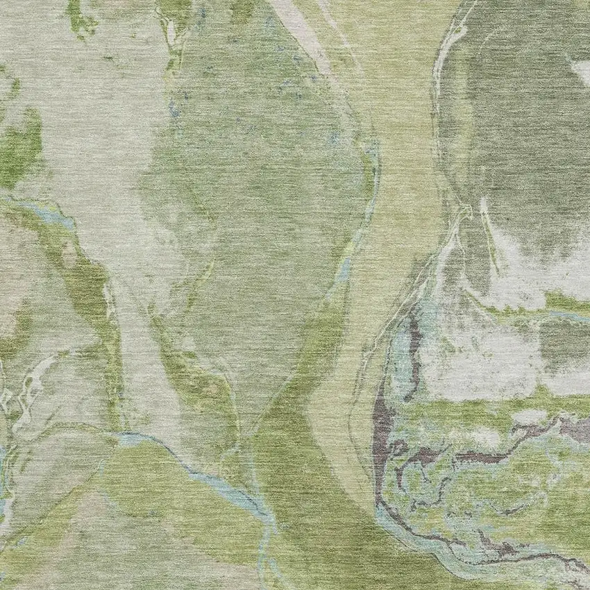 Green Blue And Gray Abstract Washable Area Rug With UV Protection Photo 2