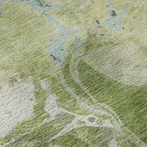 Photo of Green Blue And Gray Abstract Washable Area Rug With UV Protection