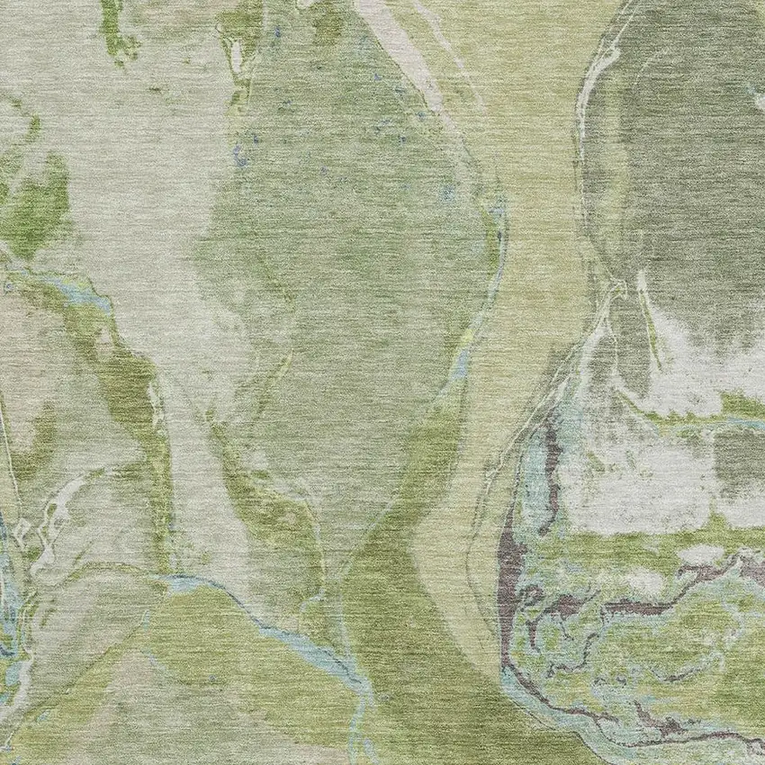 Green Blue And Gray Abstract Washable Area Rug With UV Protection Photo 2