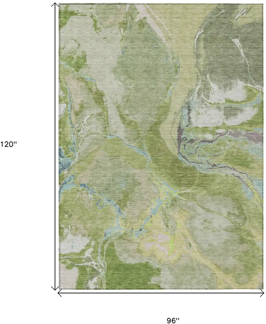 Green Blue And Gray Abstract Washable Indoor Outdoor Area Rug Photo 3