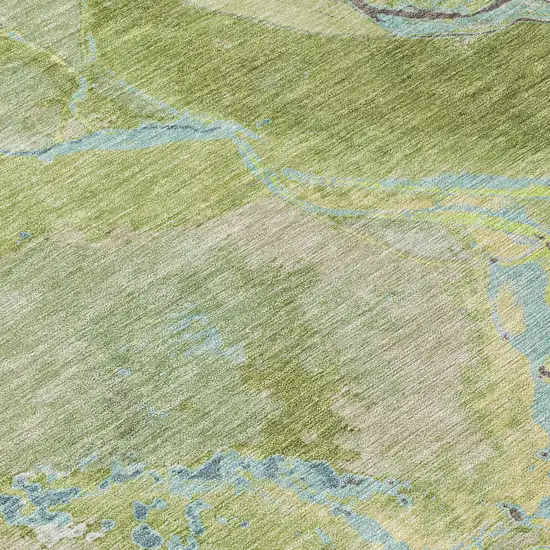 Green Blue And Gray Abstract Washable Indoor Outdoor Area Rug Photo 5