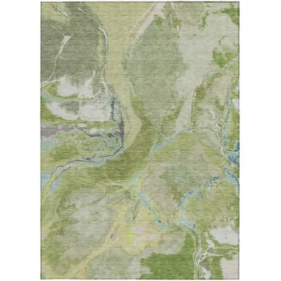 Green Blue And Gray Abstract Washable Indoor Outdoor Area Rug Photo 6