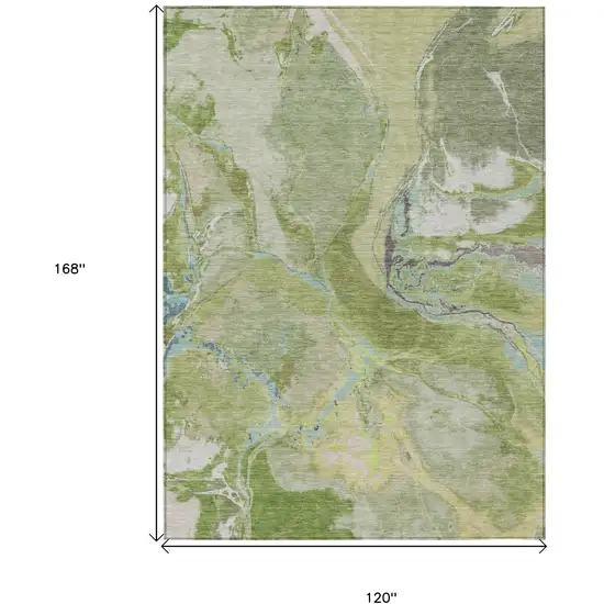 Green Blue And Gray Abstract Washable Indoor Outdoor Area Rug Photo 3