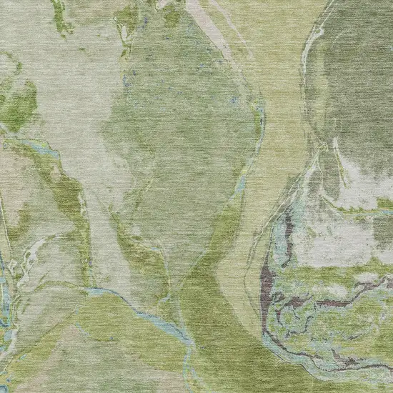 Green Blue And Gray Abstract Washable Indoor Outdoor Area Rug Photo 6