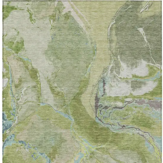 Green Blue And Gray Abstract Washable Indoor Outdoor Area Rug Photo 7