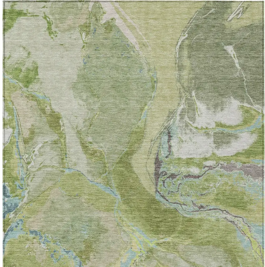 Green Blue And Gray Abstract Washable Indoor Outdoor Area Rug Photo 7