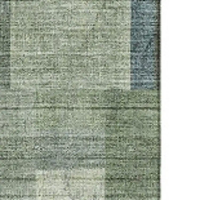 Green Blue And Gray Geometric Washable Area Rug With UV Protection Photo 4