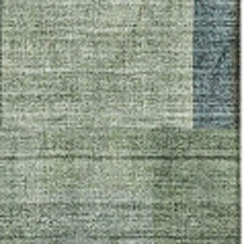 Green Blue And Gray Geometric Washable Area Rug With UV Protection Photo 4