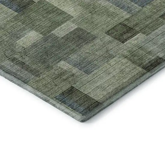 Green Blue And Gray Geometric Washable Area Rug With UV Protection Photo 9
