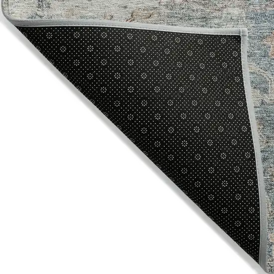 Green Blue And Gray Oriental Washable Indoor Outdoor Area Rug Photo 4
