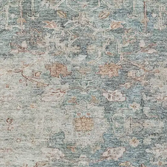 Green Blue And Gray Oriental Washable Indoor Outdoor Area Rug Photo 6